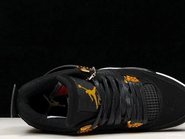 4 Royalty 308497-032 Black Air Jordan Metallic Gold-White 1207